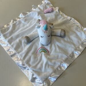 Rainbow Angel Unicorn Lovey White Multicolor Security Blanket 2022 Douglas Baby